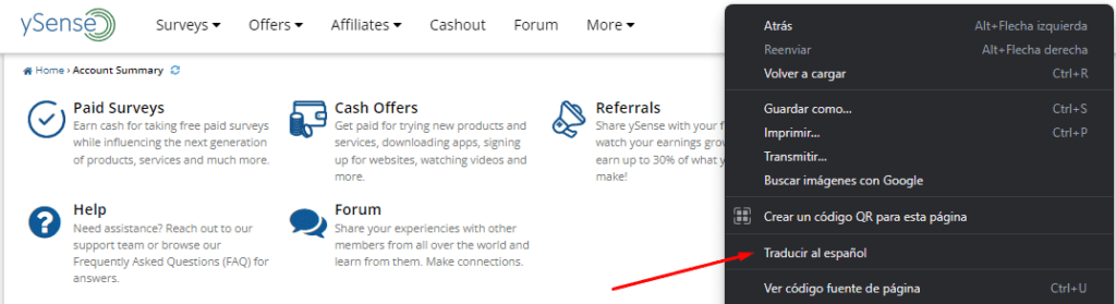 traducir al espanol ysense