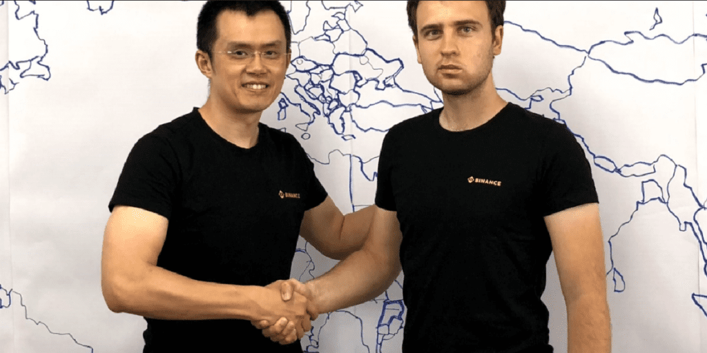 Viktor Radchenko y Changpeng Zhao (fundador de Binance)