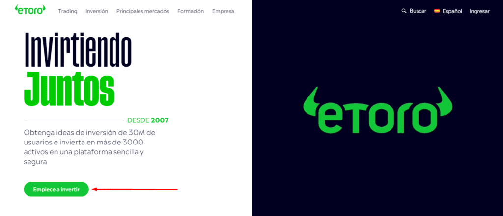 registro etoro paso 1