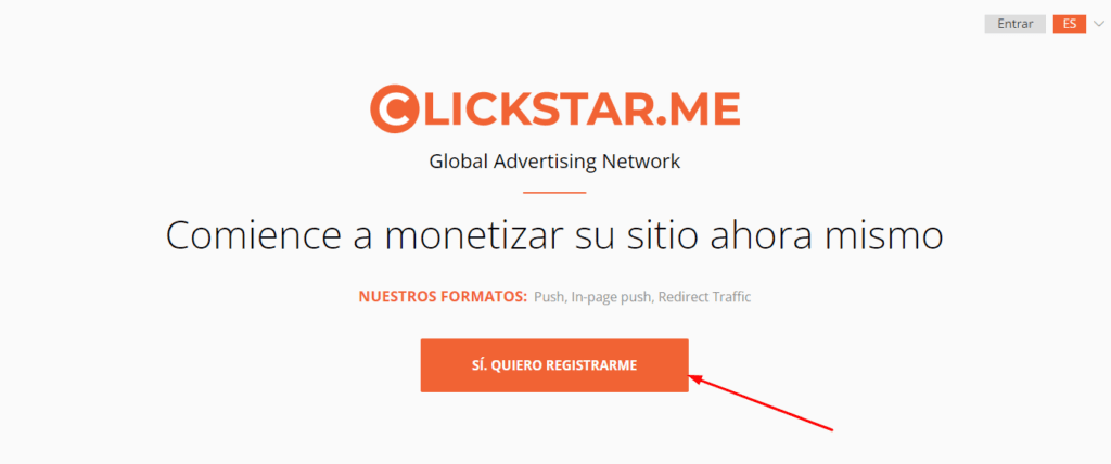 clickstar registro paso 1