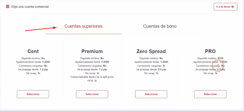 Cuentas superiores hfm