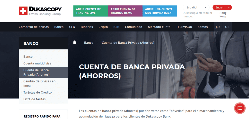 cuenta de banca privada dukascopy