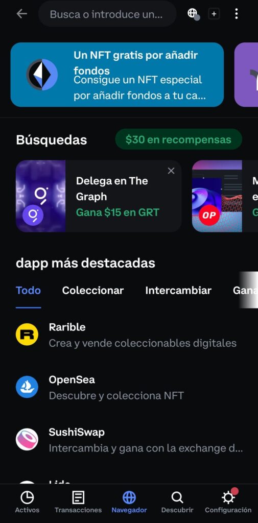 Navegador de Coinbase Wallet