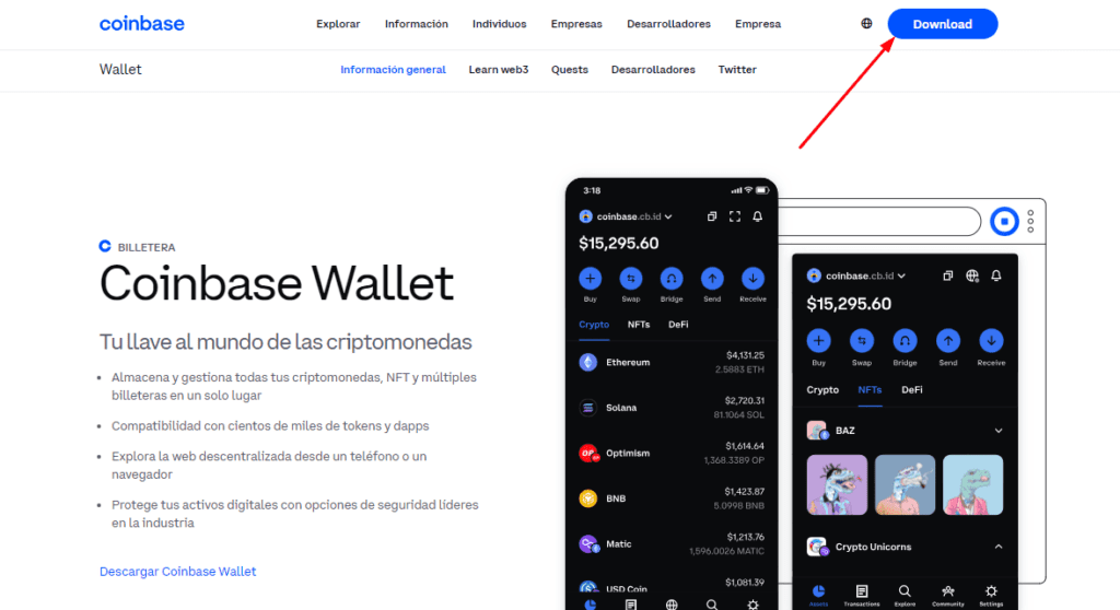 registro coinbase wallet paso 1