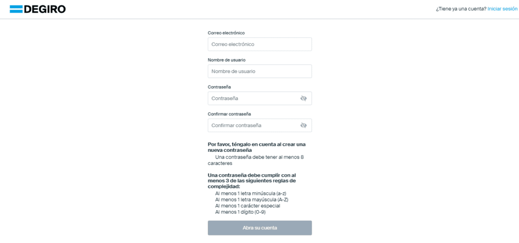registro degiro paso 2