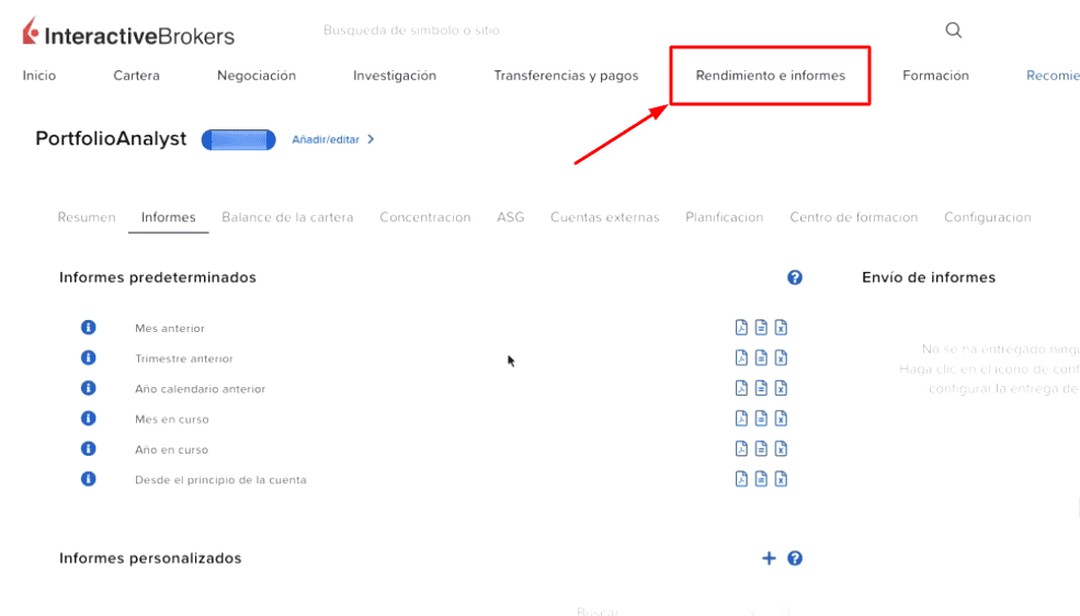 rendimiento e informes portfolio analyst IBKR