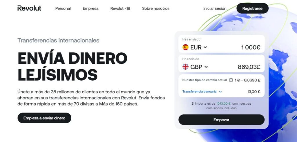 transferencias internacionales cuentas personales revolut