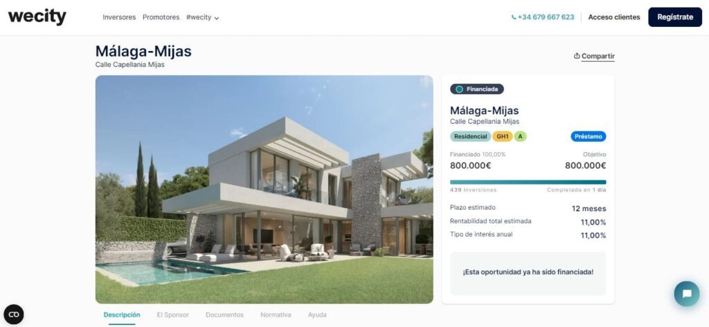 Análisis de cada proyecto inmobiliario en wecity