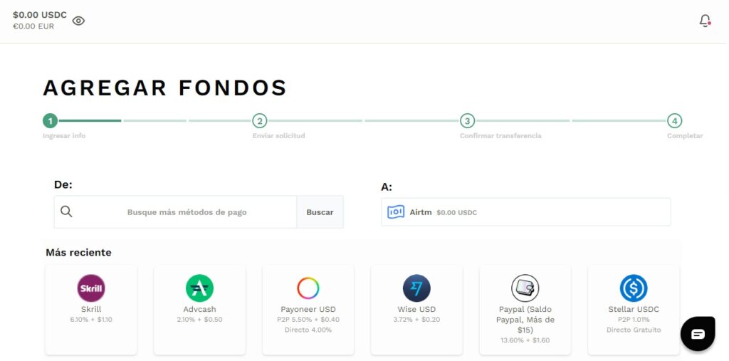 agregar o retirar fondos airtm