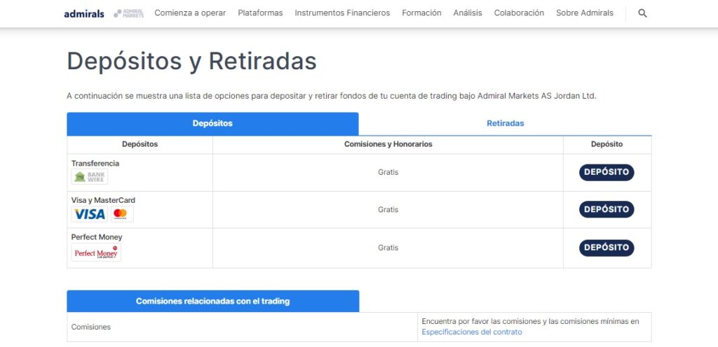depositos y retiros admirals
