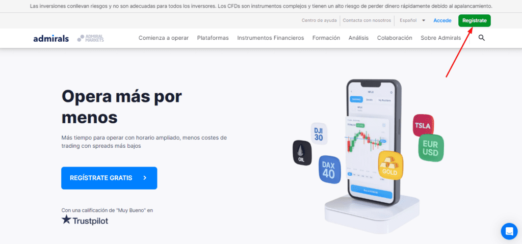 registro admirals paso 1