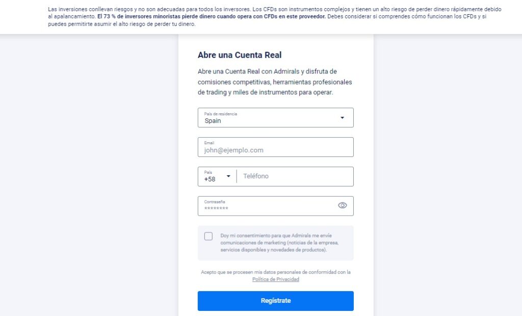 registro admirals paso 2