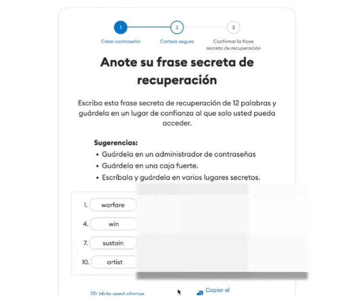 registro metamask paso 6