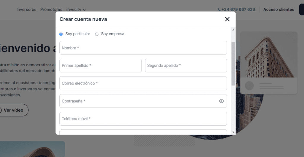 registro wecity paso 2