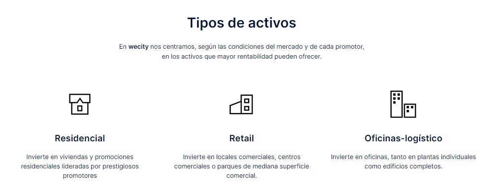 tipos de activos en wecity