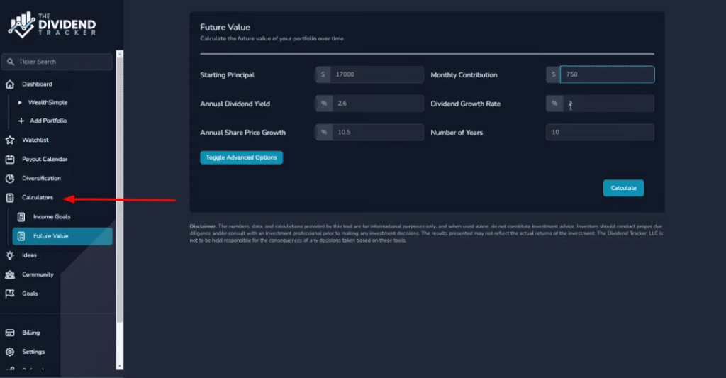 calculadoras the dividend tracker