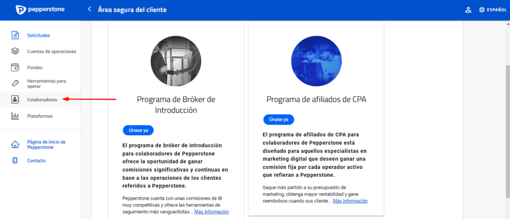 colaboradores y sistema de afiliados pepperstone