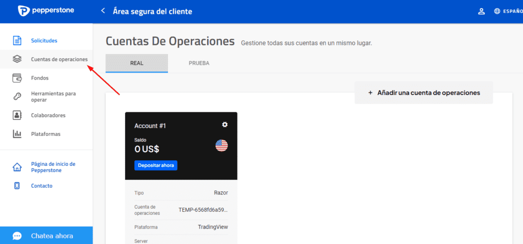 cuenta de operaciones pepperstone