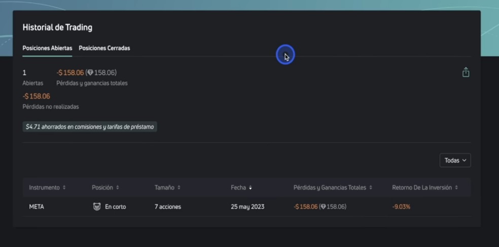 historial de trading