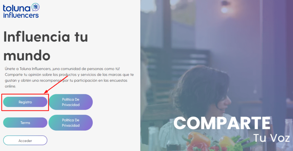 registro toluna paso 1