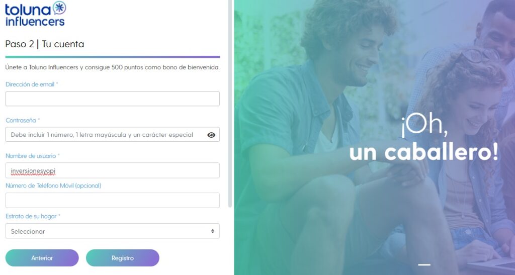 registro toluna paso 3