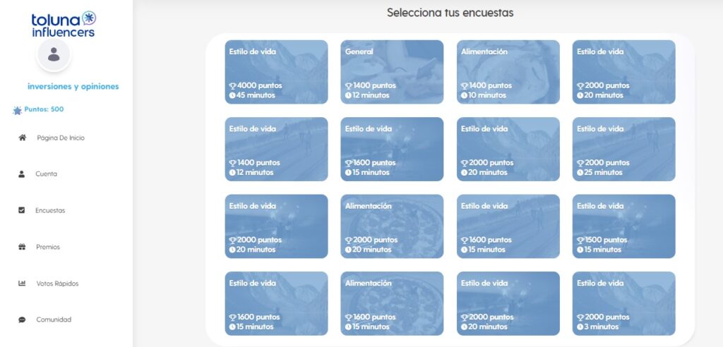 variedad de encuestas toluna