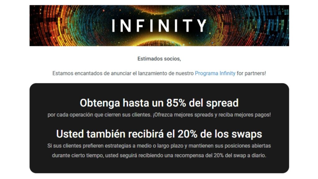 comisiones programa infinity roboforex