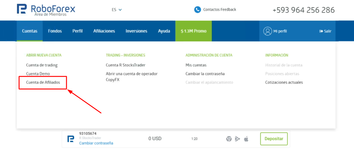 registro programa infinity roboforex paso 3