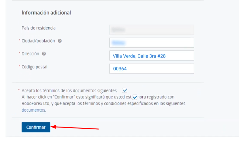 registro programa infinity roboforex paso 4